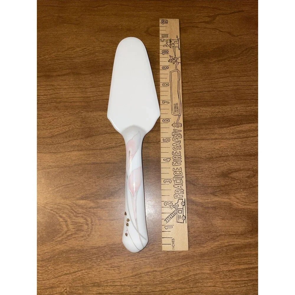 Vtg Mikasa Bellamy Pie Cake Server Lifter Bone China FX045 Pink Lily Japan MIJ